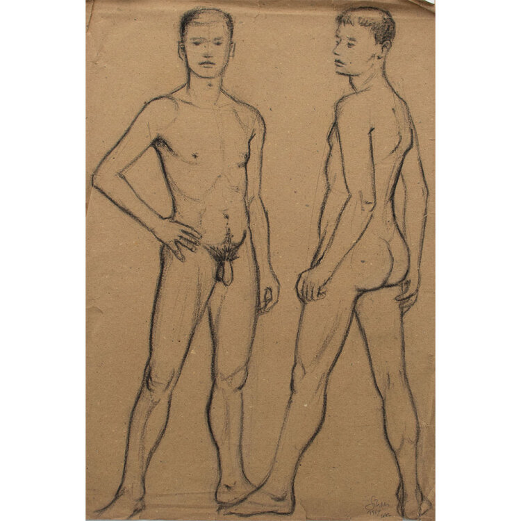 Bernd Sikora - Stehender Männerakt - 1964 - Aquarell...