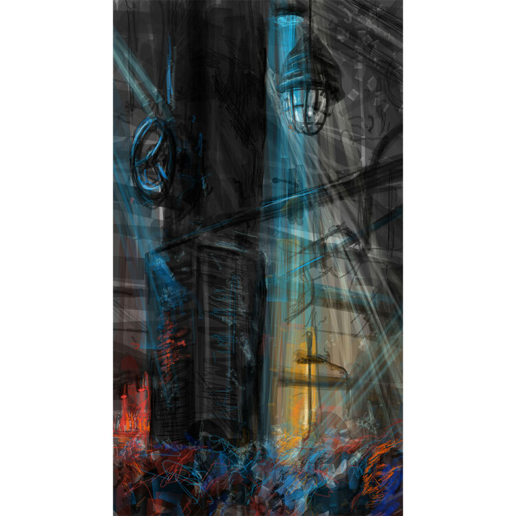 Andreas Hachulla - Somnambul @ Hammahalle` - 2017 - Digitale Zeichnung, FineArt Print hinter Acrylglas auf Alu-Dibond