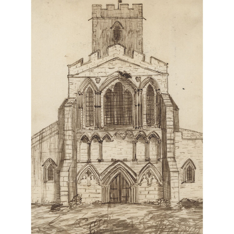 Englischer Zeichner - Westfassade einer Kirche - 1811 -...