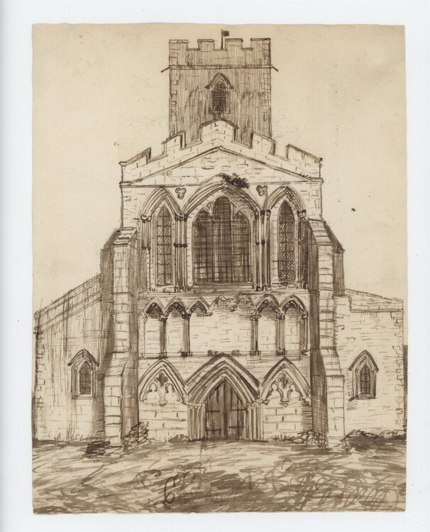 Englischer Zeichner - Westfassade einer Kirche - 1811 -...