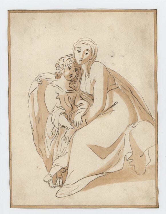 Englischer Zeichner - Frau mit Knabe - 1805 - lavierte...