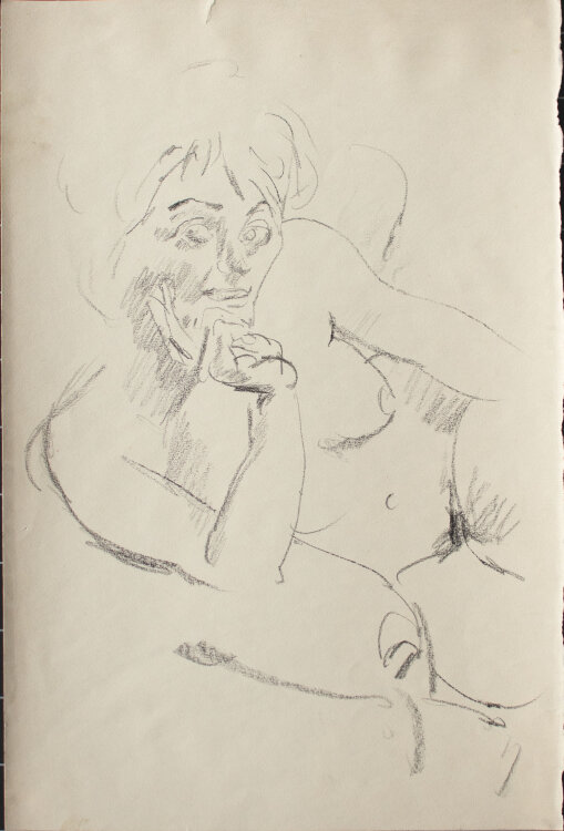 Bernhard Heisig - Weiblicher Akt im Sessel - 1970er/1980er Jahre - Kreidezeichnung