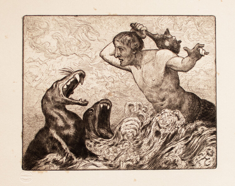 Hans Thoma - Meereskampf - 1915 - Radierung