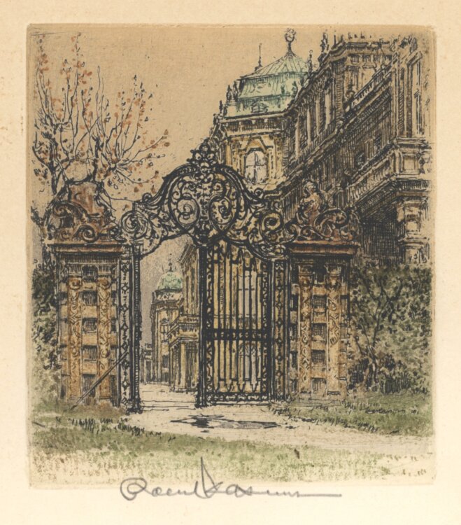 Robert Kasimir - Belvedere Wien - 20. Jhd. - Farbaquatintaradierung