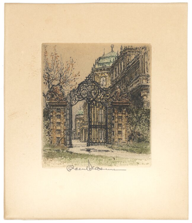 Robert Kasimir - Belvedere Wien - 20. Jhd. - Farbaquatintaradierung