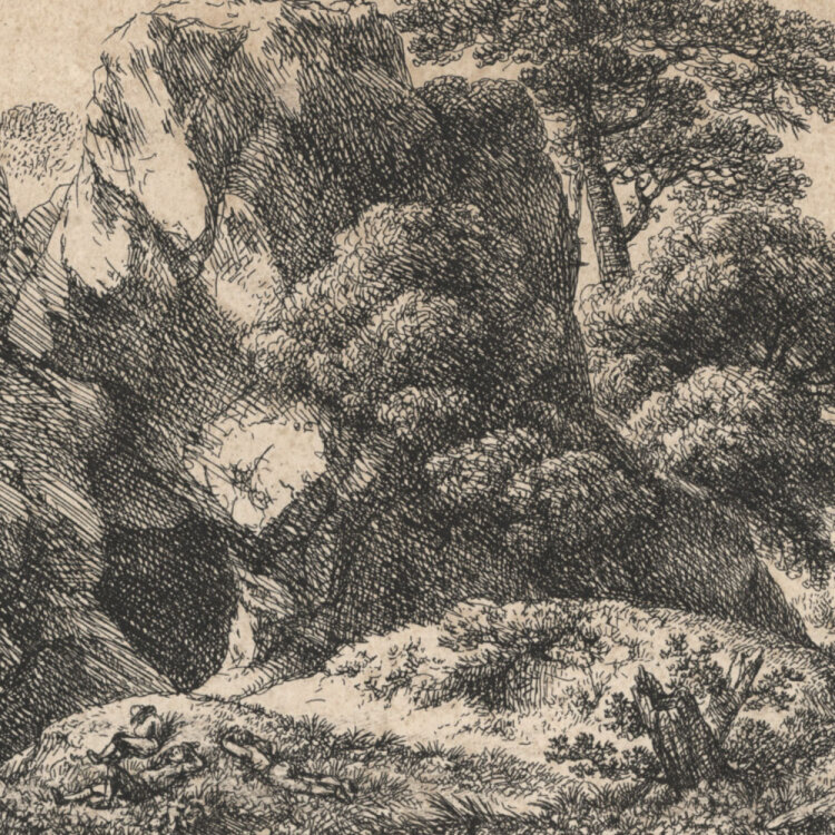 Anton Kölbl - Rast am Felsen - Um 1800 - Radierung