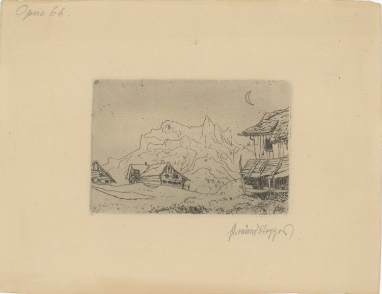 Edmund Steppes - Opus 66 - Berghütten - Um 1912 - Radierung mit Plattenton