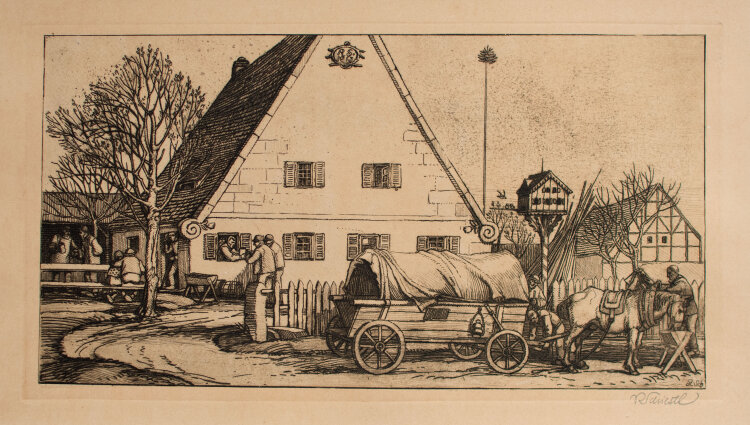 Rudolf Schiestl - Fränkisches Wirtshaus - 1913 - Radierung