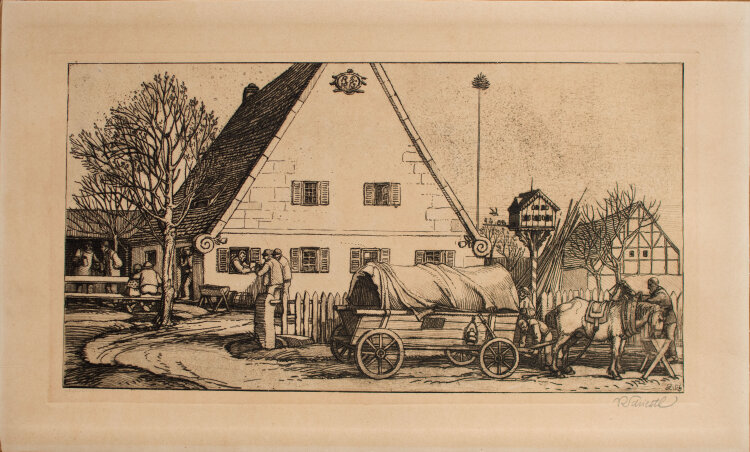 Rudolf Schiestl - Fränkisches Wirtshaus - 1913 - Radierung