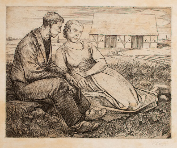 Rudolf Schiestl - Bäuerliches Paar - 1926 - Radierung