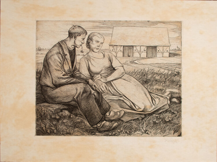 Rudolf Schiestl - Bäuerliches Paar - 1926 - Radierung