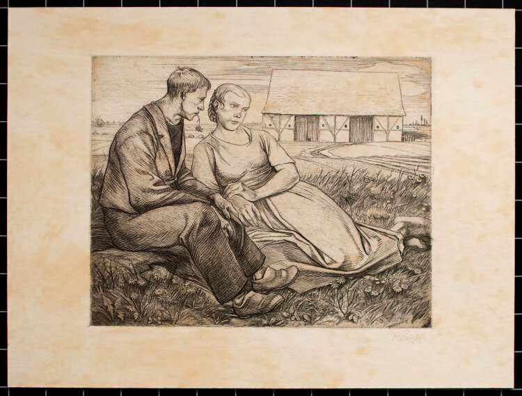 Rudolf Schiestl - Bäuerliches Paar - 1926 - Radierung