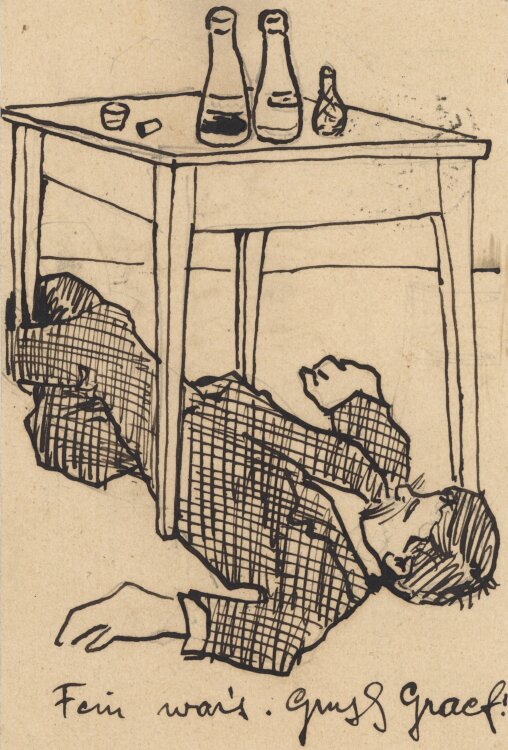 Richard Graef - Fein wars/ Trunkenbold - 1905 - Tinte