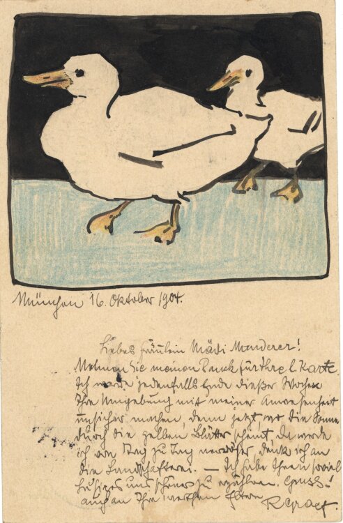 Richard Graef - Illustration Enten - 1904 - Tusche und Buntstift