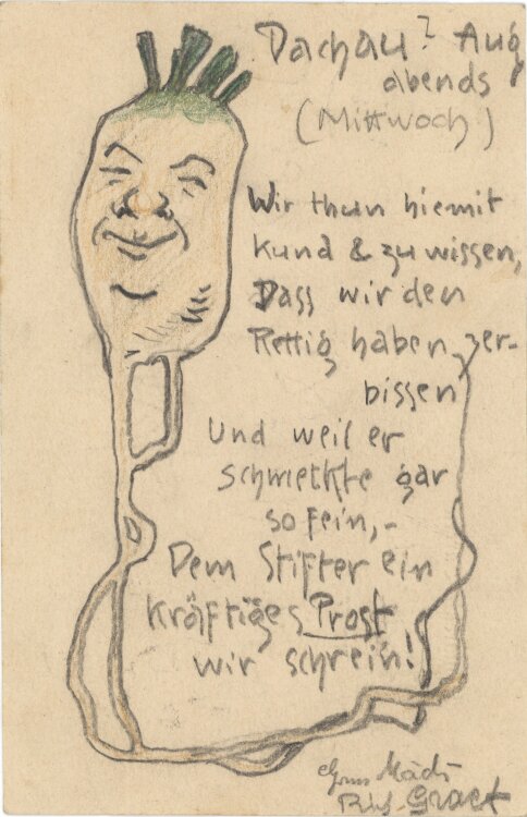 Richard Graef - Rettich - 1904 - Bleistift und Buntstift