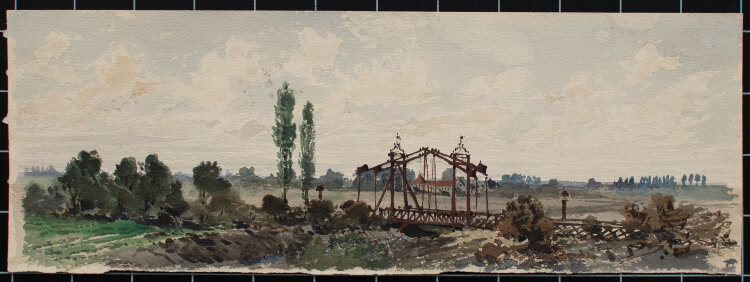 Unbekannt - Kanal mit Brücke - 19. Jhd. - Aquarell