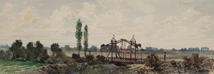 Unbekannt - Kanal mit Brücke - 19. Jhd. - Aquarell