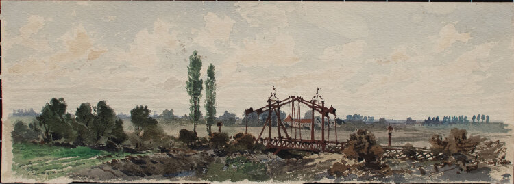 Unbekannt - Kanal mit Brücke - 19. Jhd. - Aquarell