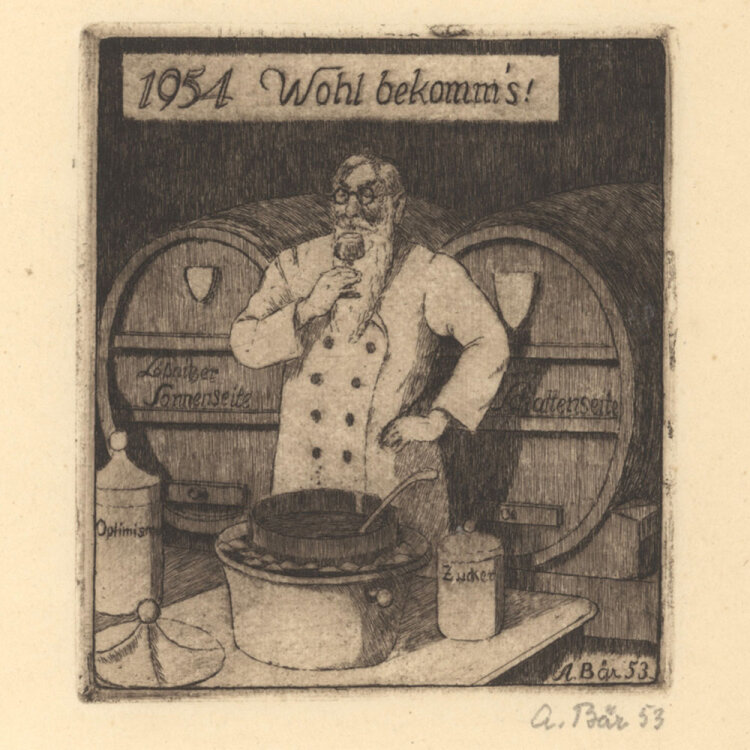 Artur Bär - Wohl bekomm´s - 1953 - Radierung