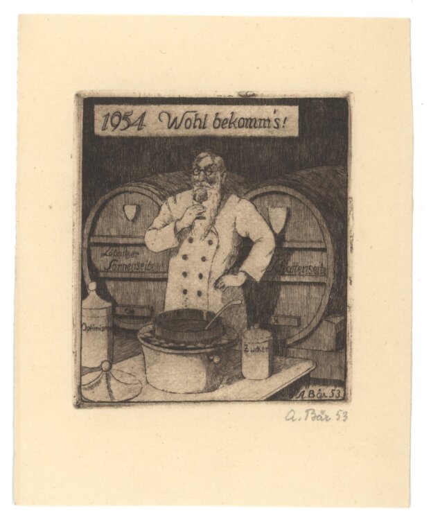 Artur Bär - Wohl bekomm´s - 1953 - Radierung