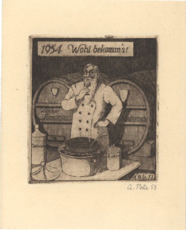 Artur Bär - Wohl bekomm´s - 1953 - Radierung