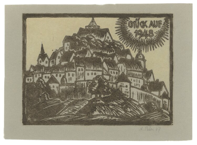 Artur Bär - Glück auf - 1947 - Farbholzschnitt