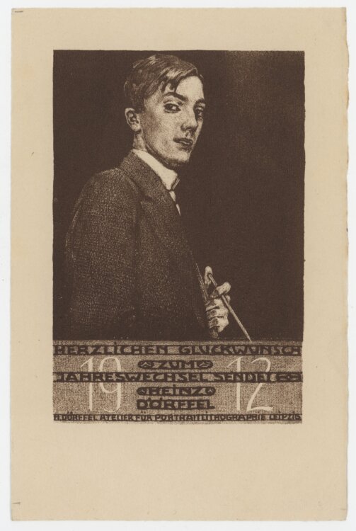 Heinrich Dörffel - Selbstbild - 1911 - Lithographie...