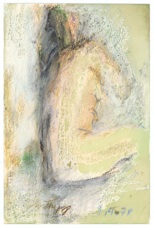Bernt Willke - Frauenakt seitlich - 1978 - Pastellkreide und Aquarell