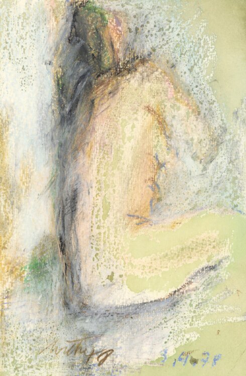 Bernt Willke - Frauenakt seitlich - 1978 - Pastellkreide und Aquarell