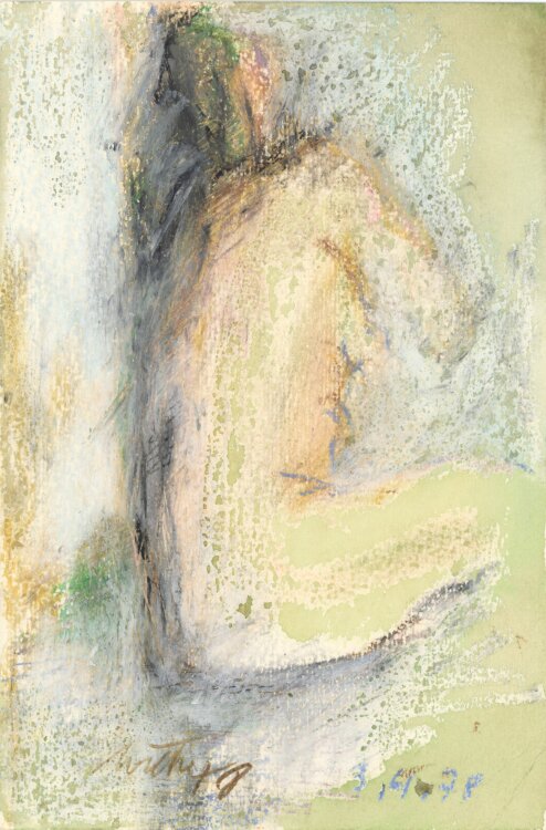 Bernt Willke - Frauenakt seitlich - 1978 - Pastellkreide und Aquarell