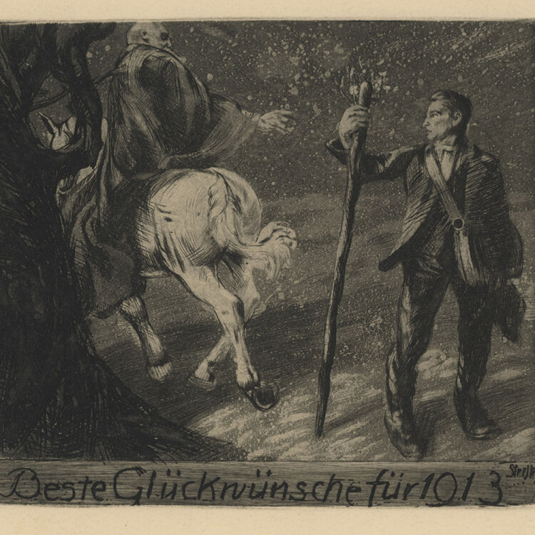 Carl Streller - Beste Glükwünsche - 1912 - Aquatintaradierung