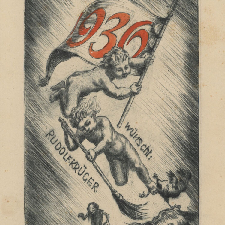 Rudolf Krüger - Ein glückhaftes 1936 - 1935 - Radierung mit Gouache