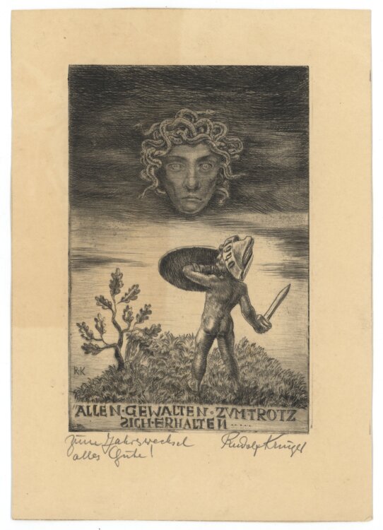 Rudolf Krüger - Allen Gewalten zum Trotz - 1940 - Radierung