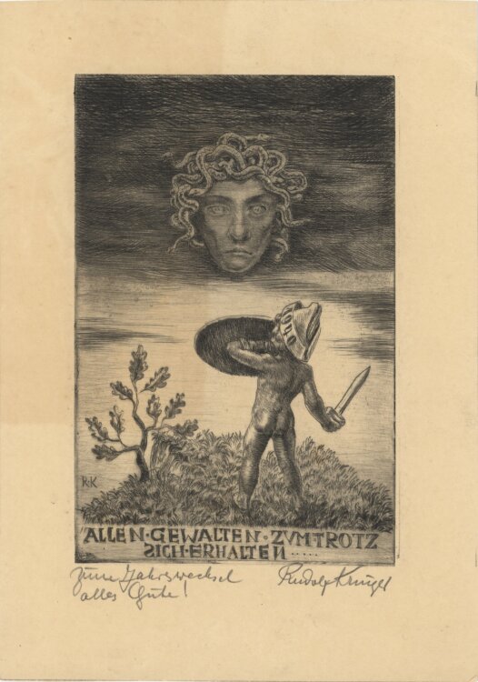 Rudolf Krüger - Allen Gewalten zum Trotz - 1940 - Radierung