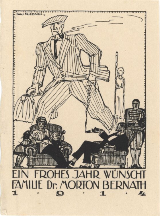 Hans Friedrich - Ein frohes Jahr - 1914 - Lithographie