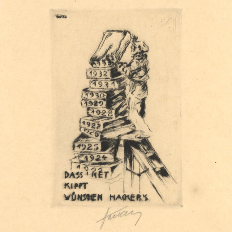 Christian Hacker - Dass´ net kippt - 1932 - Radierung