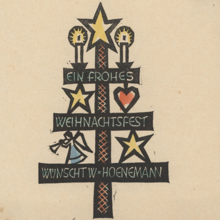 Walter Hoenemann - Ein frohes Weihnachtsfest - 1934 - Kolorierter Holzschnitt