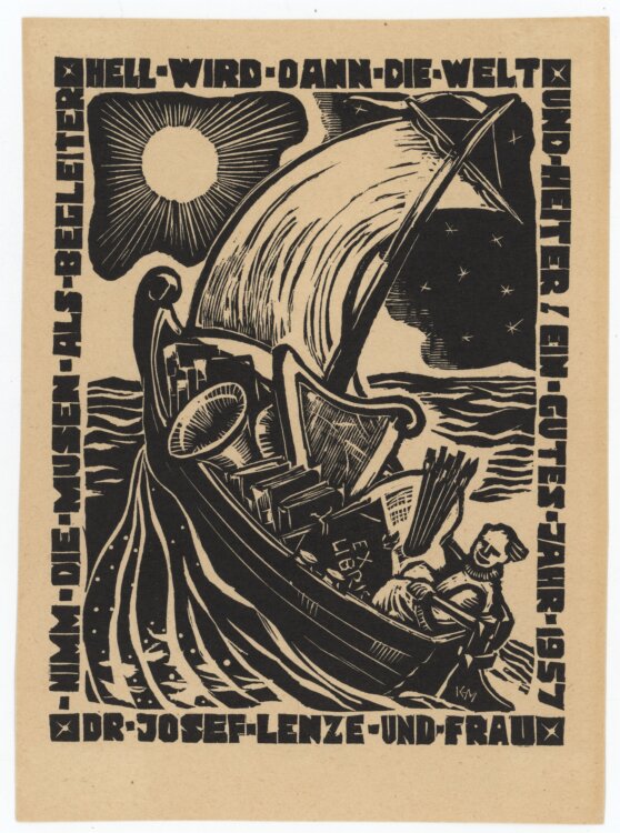 Karl Erich Merseburger - Nimm die Musen - 1956 - Holzschnitt