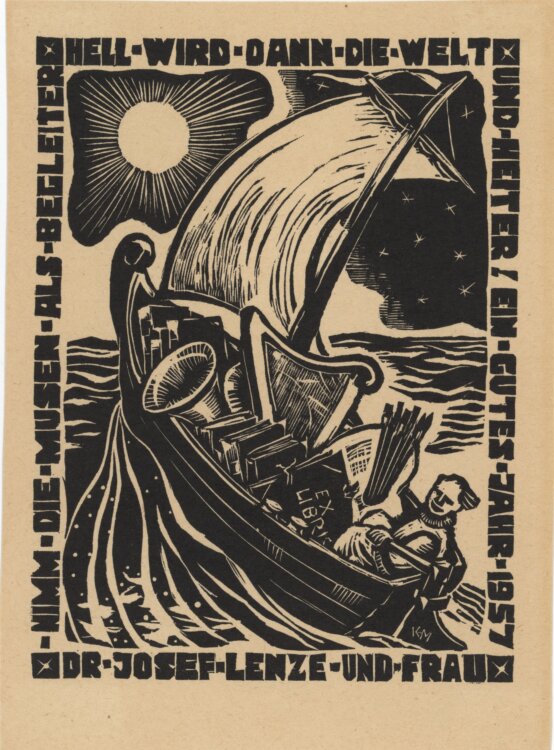 Karl Erich Merseburger - Nimm die Musen - 1956 - Holzschnitt