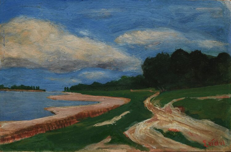 Leidel - Flusslandschaft - um 1920 - Öl auf Papier/...