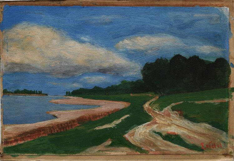Leidel - Flusslandschaft - um 1920 - Öl auf Papier/...