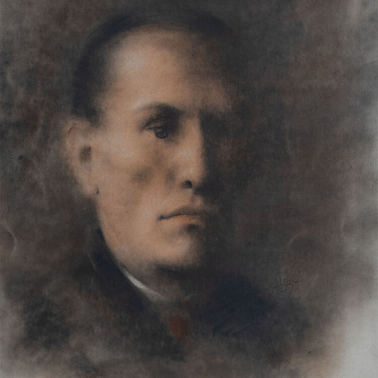 Willi Schmid - Bildnis Walter Bannard - 1945 - Pastell...