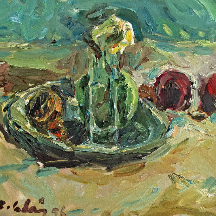 Roland Ladwig - Stillleben mit weißer Rose - 1996 - Ölmalerei