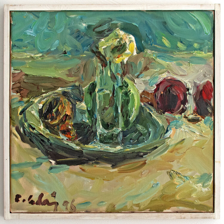 Roland Ladwig - Stillleben mit weißer Rose - 1996 - Ölmalerei