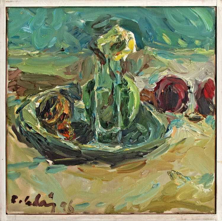 Roland Ladwig - Stillleben mit weißer Rose - 1996 - Ölmalerei