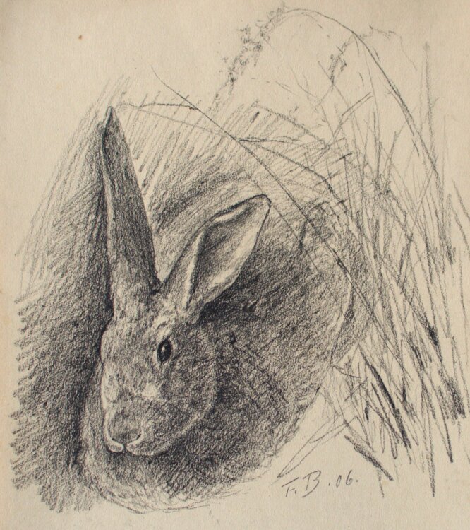 Fritz Berger - Liegender Hase - 1906 - Kohle