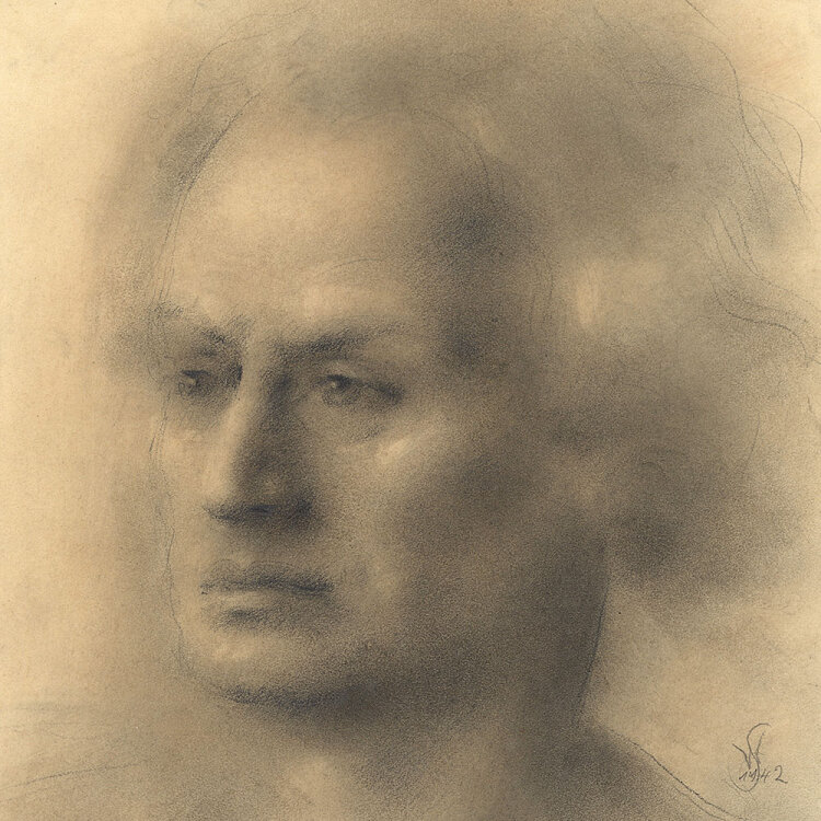 Willi Schmid - Männerbildnis - 1942 - Pastell über Bleistiftzeichnung