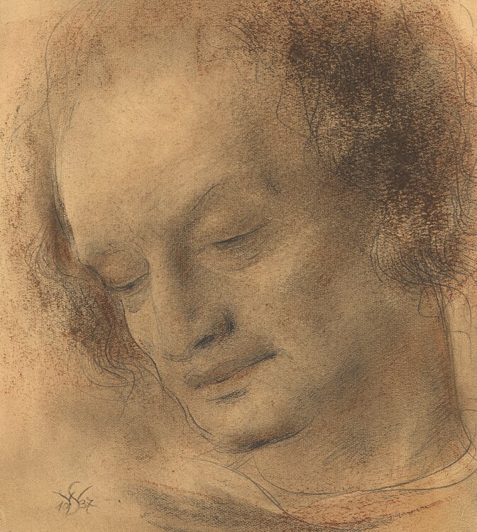 Willi Schmid - Männerbildnis - 1937 - Pastell...