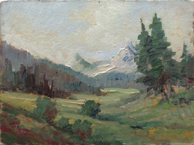 Unbekannt - Berglandschaft - um 1900 - Öl auf Malpappe