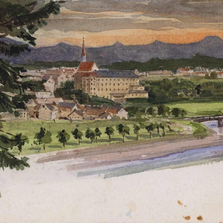 unbekannt - Feld-und Wiesenlandschaft mit Dorf - o. J. -...